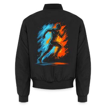 Laufen Läufer Joggen Jungen Kinder Herren Lauf - Unisex Bomberjacke - Schwarz - Hinten - AI Model Male 185 light (185cm)