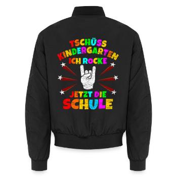 Tschüss Kindergarten Rocke Jetzt die Schule - Unisex Bomberjacke - Schwarz - Hinten - AI Model Male 185 light (185cm)