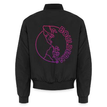 Boulder Frauen Klettern Bouldern - Unisex Bomberjacke - Schwarz - Hinten - AI Model Male 185 light (185cm)
