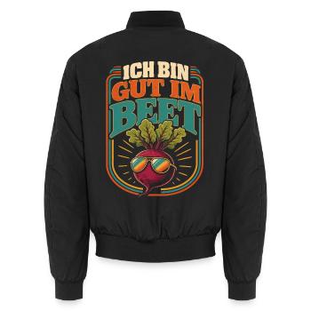 Ich bin gut im Beet Gärtner - Unisex Bomberjacke - Schwarz - Hinten - AI Model Male 185 light (185cm)