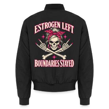 Menopause-Humor Östrogen ließ Grenzen bleiben bestehen - Unisex Bomberjacke - Schwarz - Hinten - AI Model Male 185 light (185cm)