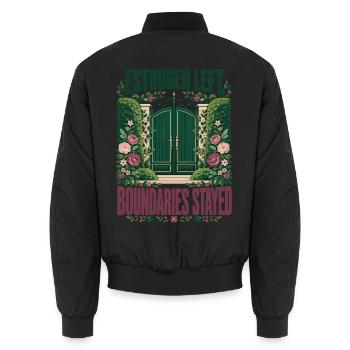 Menopause-Humor Östrogen ließ Grenzen bleiben bestehen - Unisex Bomberjacke - Schwarz - Hinten - AI Model Male 185 light (185cm)