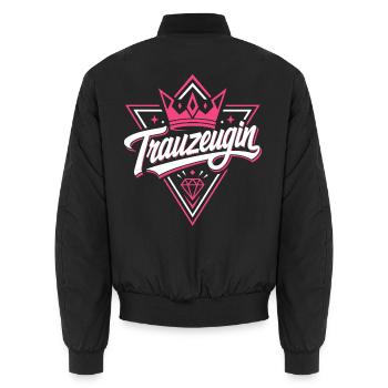 Trauzeugin Krone Hochzeit Braut - Unisex Bomberjacke - Schwarz - Hinten - AI Model Male 185 light (185cm)