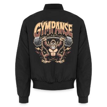 Gympanse Gewichtheber Bodybuilding - Unisex Bomberjacke - Schwarz - Hinten - AI Model Male 185 light (185cm)