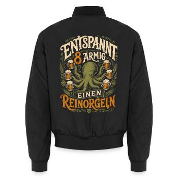 Achtarmig einen reinorgeln Party - Unisex Bomberjacke - Schwarz - Hinten - AI Model Male 185 light (185cm)