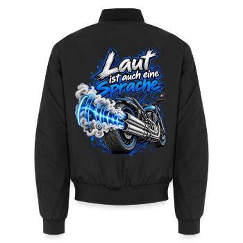 Motorrad Laut ist auch eine Sprache Schallwellen - Unisex Bomberjacke - Schwarz - Hinten - AI Model Male 185 light (185cm)