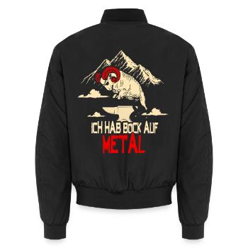 Bock Auf Metal Heavy Death Metal Musik Funny - Unisex Bomberjacke - Schwarz - Hinten - AI Model Male 185 light (185cm)