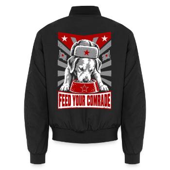 Kamerad Hund Futterbanner Propaganda - Unisex Bomberjacke - Schwarz - Hinten - AI Model Male 185 light (185cm)