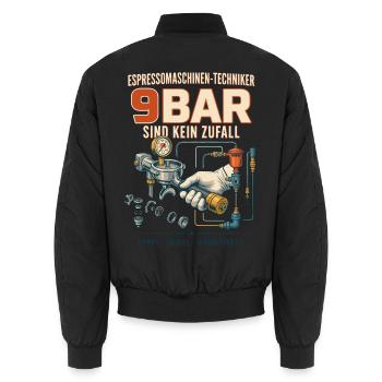 9BAR Espresso Technik Motiv - Unisex Bomberjacke - Schwarz - Hinten - AI Model Male 185 light (185cm)
