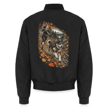 Canicross Hundesport Hundelauf - Unisex Bomberjacke - Schwarz - Hinten - AI Model Male 185 light (185cm)