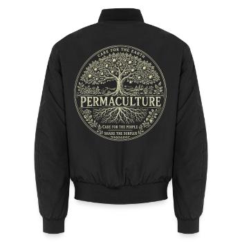 Permakulturbaum des Lebens - Unisex Bomberjacke - Schwarz - Hinten - AI Model Male 185 light (185cm)