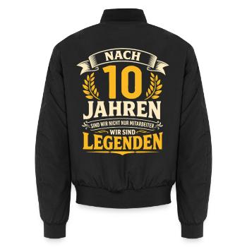 10 Jähriges Firmenjubiläum Dienstjubiläum Arbeit - Unisex Bomberjacke - Schwarz - Hinten - AI Model Male 185 light (185cm)