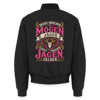 Jägerinnen Coole Mädchen Jagd - Unisex Bomberjacke - Schwarz - Hinten - AI Model Male 185 light (185cm)