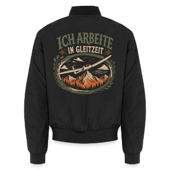 Arbeite in Gleitzeit Segelflieger - Unisex Bomberjacke - Schwarz - Hinten - AI Model Male 185 light (185cm)