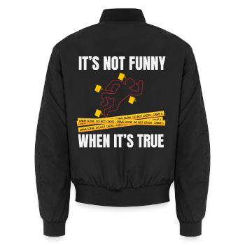 Dokumentation über wahre Verbrechen - Unisex Bomberjacke - Schwarz - Hinten - AI Model Male 185 light (185cm)
