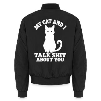 Katzen Spruch Weiße Katze Geschenk - Unisex Bomberjacke - Schwarz - Hinten - AI Model Male 185 light (185cm)