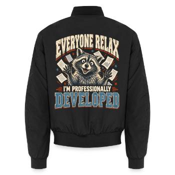 Professionell entwickelter Waschbärprogrammierer - Unisex Bomberjacke - Schwarz - Hinten - AI Model Male 185 light (185cm)