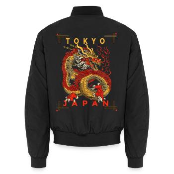 Japanischer Drache – Tokyo Japan Asia Design - Unisex Bomberjacke - Schwarz - Hinten - AI Model Male 185 light (185cm)
