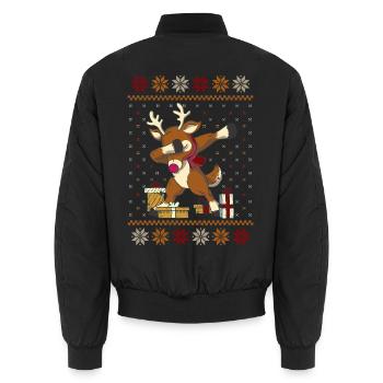 Lustiges Rentier Weihnachten Geschenk - Unisex Bomberjacke - Schwarz - Hinten - AI Model Male 185 light (185cm)