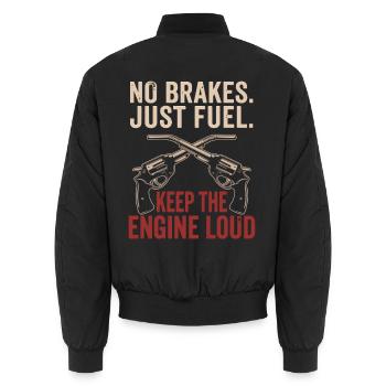 No Brakes Just Fuel Vintage Garage Zapfpistole - Unisex Bomberjacke - Schwarz - Hinten - AI Model Male 185 light (185cm)