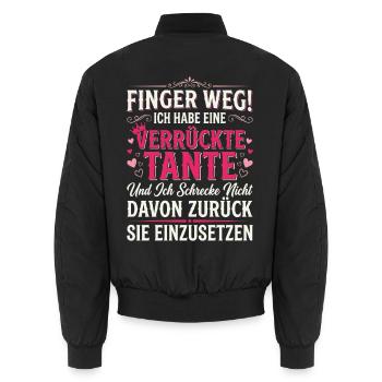 Finger Weg! Ich Habe Eine Verrückte Tante ich eine - Unisex Bomberjacke - Schwarz - Hinten - AI Model Male 185 light (185cm)