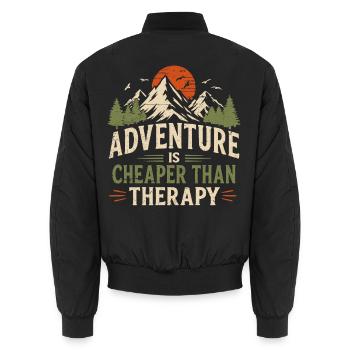 Abenteuer ist günstiger als Therapie - Unisex Bomberjacke - Schwarz - Hinten - AI Model Male 185 light (185cm)