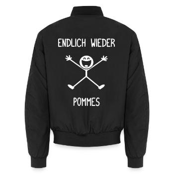 Endlich wieder Pommes Fritten French fries - Unisex Bomberjacke - Schwarz - Hinten - AI Model Male 185 light (185cm)