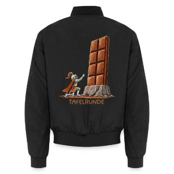 Tafelrunde Schokolade Mittelalter Wortspiel Ritter - Unisex Bomberjacke - Schwarz - Hinten - AI Model Male 185 light (185cm)