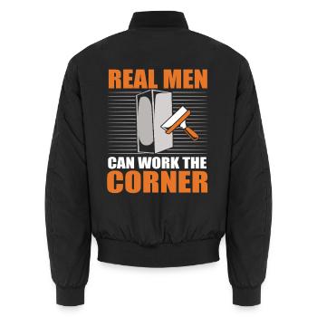 Baustelle Trockenbau Montage Monteur - Unisex Bomberjacke - Schwarz - Hinten - AI Model Male 185 light (185cm)