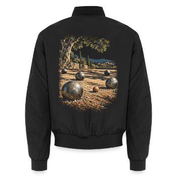 Pentanque - Unisex Bomberjacke - Schwarz - Hinten - AI Model Male 185 light (185cm)