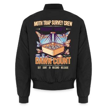 Nachtdienst Mottenfalle Morgendämmerung - Unisex Bomberjacke - Schwarz - Hinten - AI Model Male 185 light (185cm)
