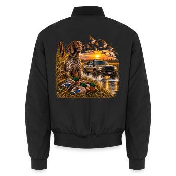 Vintage Hunting Truck Duck Hunting Dog Rustic Outd - Unisex Bomberjacke - Schwarz - Hinten - AI Model Male 185 light (185cm)
