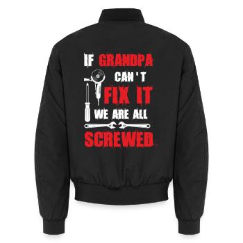 Grandpa Gift Handyman DIY-Reparaturwerkstatt - Unisex Bomberjacke - Schwarz - Hinten - AI Model Male 185 light (185cm)