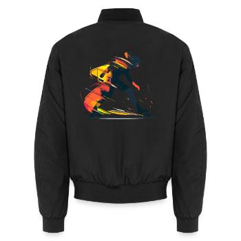 Rollschuhfahrerin Zeichnung - Unisex Bomberjacke - Schwarz - Hinten - AI Model Male 185 light (185cm)