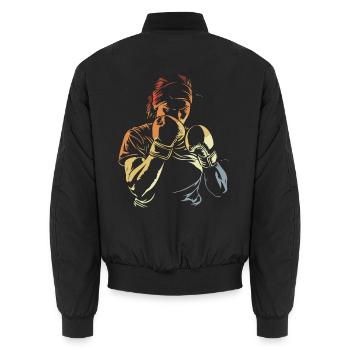Retro Boxerin - Unisex Bomberjacke - Schwarz - Hinten - AI Model Male 185 light (185cm)