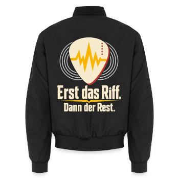 Rockfan Metalfan Gitarrenriff Riff zuerst - Unisex Bomberjacke - Schwarz - Hinten - AI Model Male 185 light (185cm)