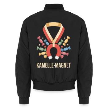 Kamelle Magnet Zoch Rosenmontag Kölner Karneval - Unisex Bomberjacke - Schwarz - Hinten - AI Model Male 185 light (185cm)
