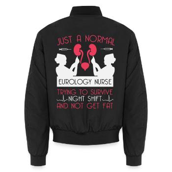 Urologie-krankenschwester-Nachtschicht Urologie - Unisex Bomberjacke - Schwarz - Hinten - AI Model Male 185 light (185cm)