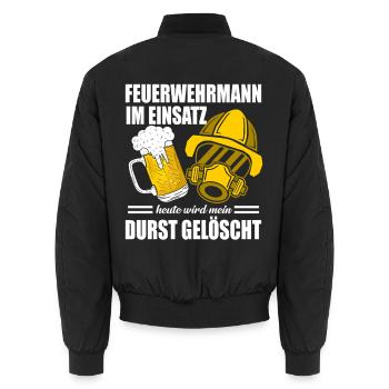 Feuerwehrmann im Einsatz Durst gelöscht Bier - Unisex Bomberjacke - Schwarz - Hinten - AI Model Male 185 light (185cm)