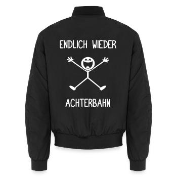 Endlich wieder Achterbahn Freizeitpark Freak - Unisex Bomberjacke - Schwarz - Hinten - AI Model Male 185 light (185cm)