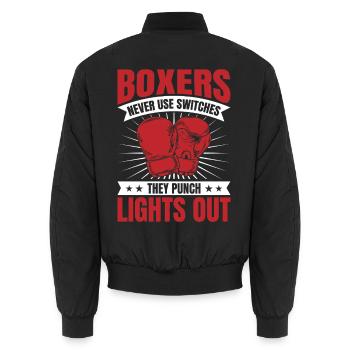 Boxers Never Use Switches Gloves Boxing Gloves - Unisex Bomberjacke - Schwarz - Hinten - AI Model Male 185 light (185cm)