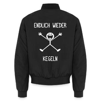 Endlich wieder Kegeln Kegel Kegler Sportkegler - Unisex Bomberjacke - Schwarz - Hinten - AI Model Male 185 light (185cm)