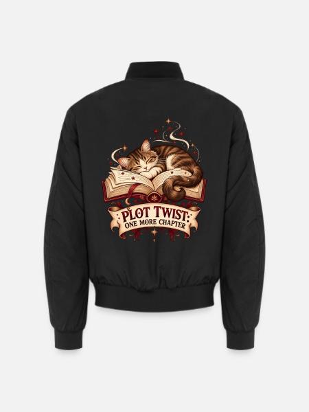 Bücherkater – Katze & Bücher T-Shirt  - Unisex Bomberjacke - Schwarz