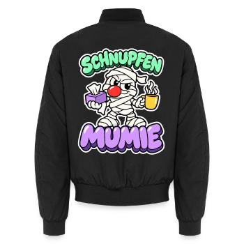 Schnupfen Mumie - Halloween mit Erkältung - Unisex Bomberjacke - Schwarz - Hinten - AI Model Male 185 light (185cm)