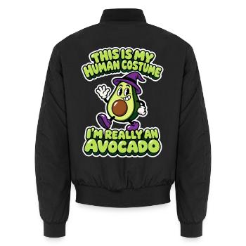 Human Costume Avocado - Halloween Avocado - Unisex Bomberjacke - Schwarz - Hinten - AI Model Male 185 light (185cm)