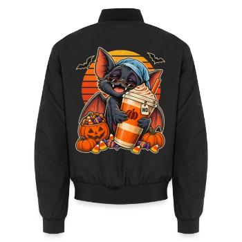 Halloween Fledermaus-Arzt mit Kaffee für müde - Unisex Bomberjacke - Schwarz - Hinten - AI Model Male 185 light (185cm)
