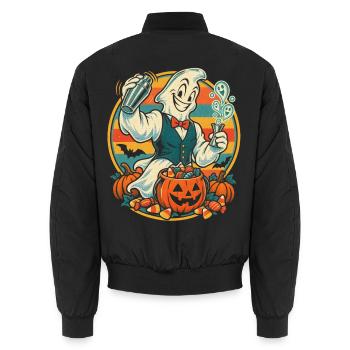 Halloween Barkeeper Geist mit Cocktailshaker für - Unisex Bomberjacke - Schwarz - Hinten - AI Model Male 185 light (185cm)