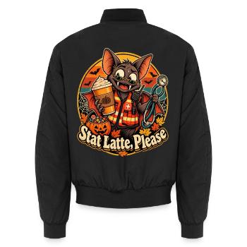 Halloween Fledermaus Notarzt Stat Latte Please - Unisex Bomberjacke - Schwarz - Hinten - AI Model Male 185 light (185cm)