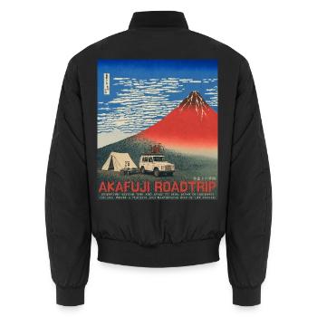 Red Fuji Road Trip Neo Ukiyo-e Japanese Art - Unisex Bomberjacke - Schwarz - Hinten - AI Model Male 185 light (185cm)
