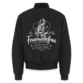 Feuerwehrfrau Helferin Prinzessin Spruch - Unisex Bomberjacke - Schwarz - Hinten - AI Model Male 185 light (185cm)